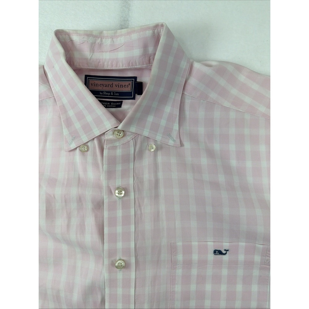 Vineyard Vines by Shep & Ian Men's 100% Cotton  Whale Tucker Shirt L Pink‎ White